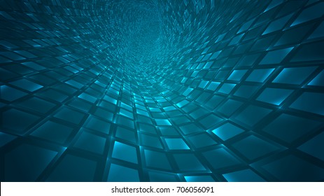 Abstract background of bright glowing particles and paths. vector illustration