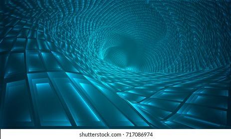 Abstract background of bright glowing particles and paths. vector illustration