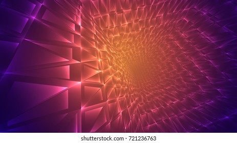 Abstract background of bright glowing particles and paths. vector illustration