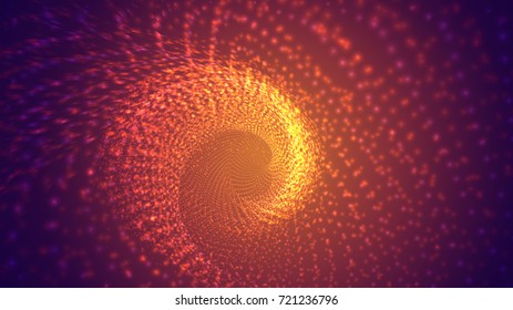 Abstract background of bright glowing particles and paths. vector illustration