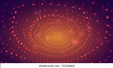 Abstract background of bright glowing particles and paths. vector illustration