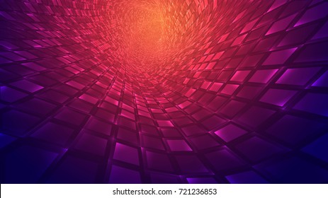 Abstract background of bright glowing particles and paths. vector illustration