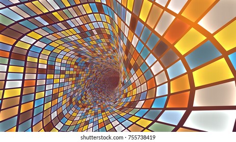 Abstract background of bright glowing particles and paths. vector illustration