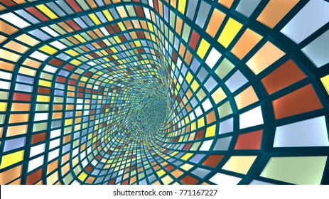Abstract background of bright glowing particles and paths. vector illustration