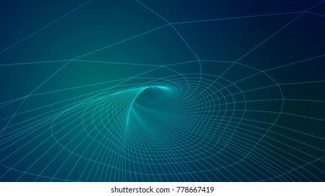 Abstract background of bright glowing particles and paths. vector illustration