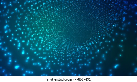 Abstract background of bright glowing particles and paths. vector illustration