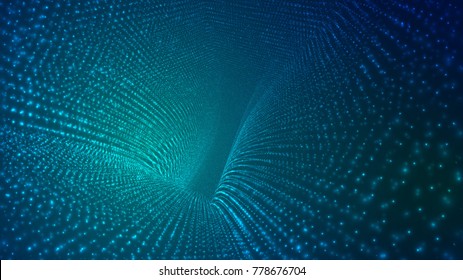 Abstract background of bright glowing particles and paths. vector illustration