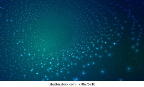 Abstract background of bright glowing particles and paths. vector illustration