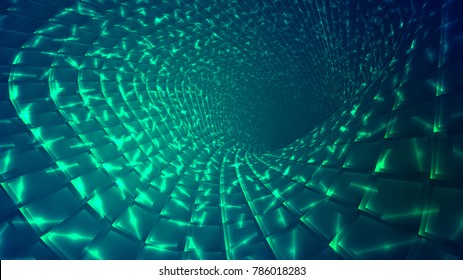 Abstract background of bright glowing particles and paths. vector illustration
