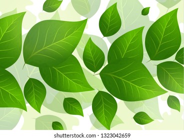 Abstract background with bright green leaves - Vector Graphics