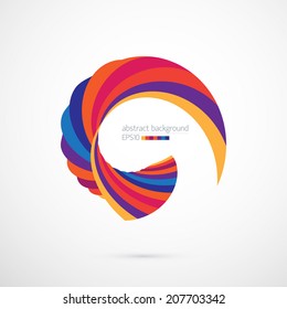Abstract background with bright multicolored curved shape on white