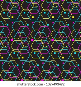 Abstract background. Bright polygons on a black background.Vector illustration.