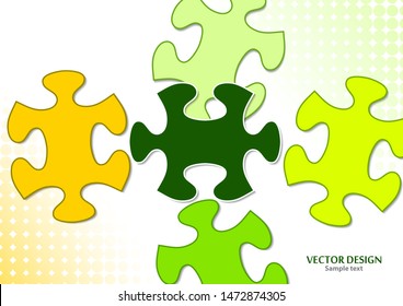 Abstract background from bright puzzle pieces. The composition is an unfinished puzzle. Vector illustration for your design.