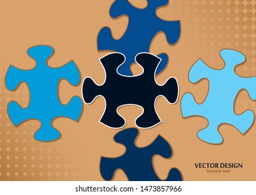 Abstract background from bright puzzle pieces. The composition is an unfinished puzzle. Vector illustration for your design.