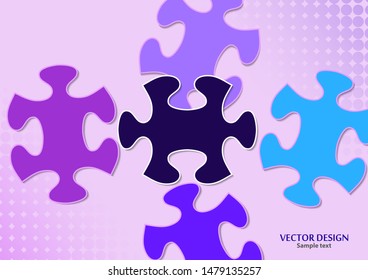 Abstract background from bright puzzle pieces. The composition is an unfinished puzzle. Vector illustration for your design.