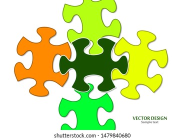Abstract background from bright puzzle pieces. The composition is an unfinished puzzle. Vector illustration for your design.