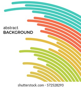 Abstract background with bright rainbow colorful lines. Colored circles with place for your text  on a white background.