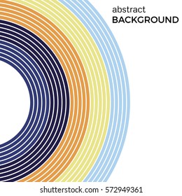 Abstract background with bright rainbow colorful lines. Colored circles with place for your text  on a white background.

