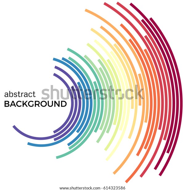明るい虹のカラフルな線の抽象的な背景 白い背景にテキスト用の色と円 のベクター画像素材 ロイヤリティフリー