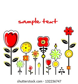 Abstract background with bright stylized flowers