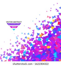 Abstract background with bright texture from triangles. Geometric pattern for a bright cheerful mood. Modern holiday design. Stock vector illustration.