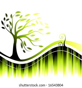 Abstract background bright, tree silhouette