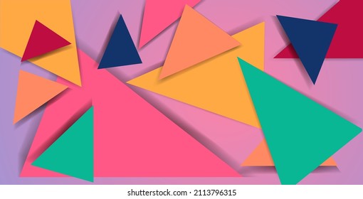 Abstract background with bright triangles in trendy colors
