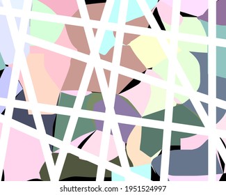 Abstract background. A bright wall of various colors and white stripes. Vector template for packaging design, textile, baby wallpaper.