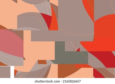 Abstract background with bright wavy organic overlapping wavy shapes and lines in earthy natural colors. Natural wavy lines.