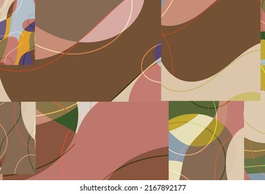 Abstract background with bright wavy organic overlapping wavy shapes and lines in earthy natural colors. Natural wavy lines.