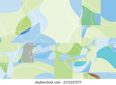 Abstrakter Hintergrund mit hellen, sich überschneidenden organischen Formen und Linien in erdigen natürlichen Farben. Natürliche wellige Linien.