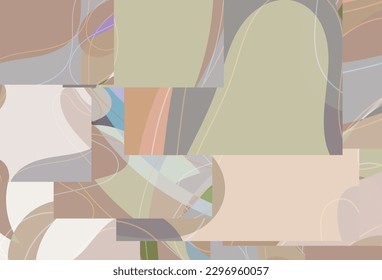 Abstract background with bright wavy organic overlapping wavy shapes and lines in earthy natural colors. Natural wavy lines.