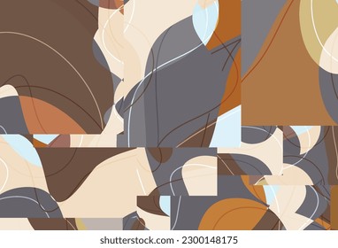 Abstract background with bright wavy organic overlapping wavy shapes and lines in earthy natural colors. Natural wavy lines.