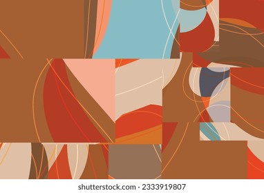 Fondo abstracto con formas onduladas orgánicas onduladas brillantes y líneas en colores naturales terrenales. Líneas onduladas naturales.