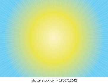 Abstract background of bright yellow sun with rays against blue sky. Editable vector illustration. EPS 10.