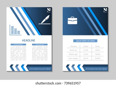 Abstract background for brochure, cover. Template for the poster. Vector.  Front and back. Banner in A4 size. Blue and white.