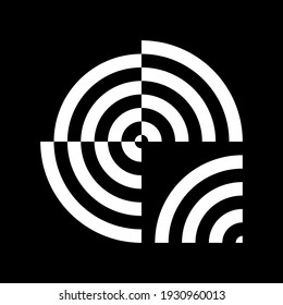 Abstrakter Hintergrund mit gebrochenen Kreisen, geometrischen Formen und Bögen. Geeignet für Bürodekoration. Art Poster für Kaffeehaus oder Wi-Fi Zone.