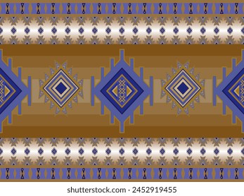 Abstract background of brown and blue ethnic geometric pattern in flat design for fabric pattern and wallpaper decoration