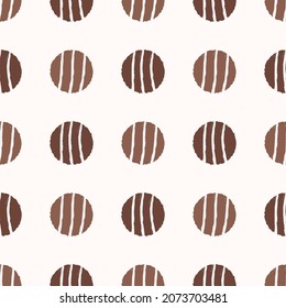 Abstract background of brown circles with a white stripe for use in web design