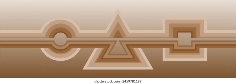 Abstract background of brown geometric lines forming a pattern of circles, triangles and squares.