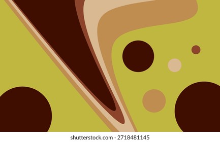 Ein abstrakter Hintergrund mit braunen, grünen und beigen Formen und Kreisen. Das Bild schafft einen modernen und stilvollen Hintergrund.