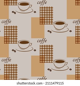 Abstract background in brown tones with the image of a cup of coffee - vector image