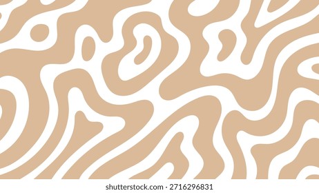 Abstract background with brown and white waves in style retro 60s, 70s.Trendy minimal wavy design in pastel colors background