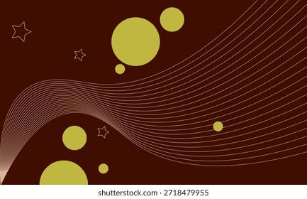 Un fondo abstracto con estrellas, círculos y líneas marrones, amarillas y blancas. La Imagen crea un fondo moderno y elegante.