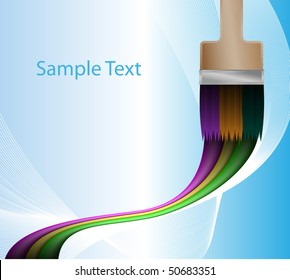 Abstract background. A brush drawing a three-coloured rainbow