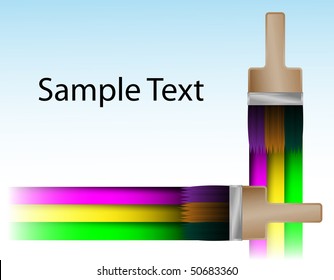 Abstract background. A brush drawing a three-coloured rainbow