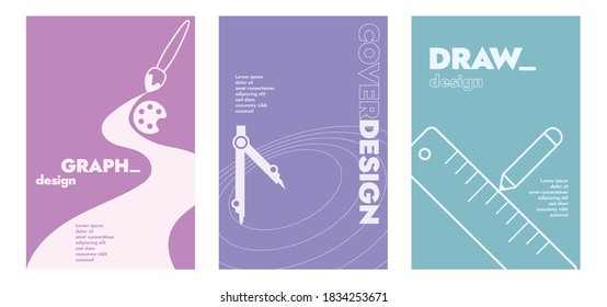 Abstract Background of Brush, Pencil Compass, Pencil, and Ruler for Cover, Banner, Poster, and other. Vector Illustration.
