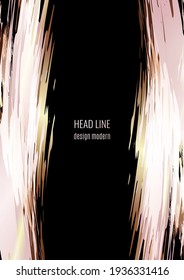 Abstract background with brush strokes for books, magazines, catalogs. Pink gold. Vector illustration.