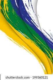 abstract background with brush strokes in brazil colors, design template