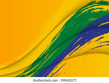 abstract background with brush strokes in brazil colors, design template